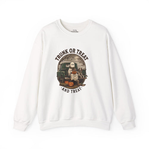 Halloween Trunk or Treat Crewneck Sweatshirt — Cute Ghost Pumpkin Graphic