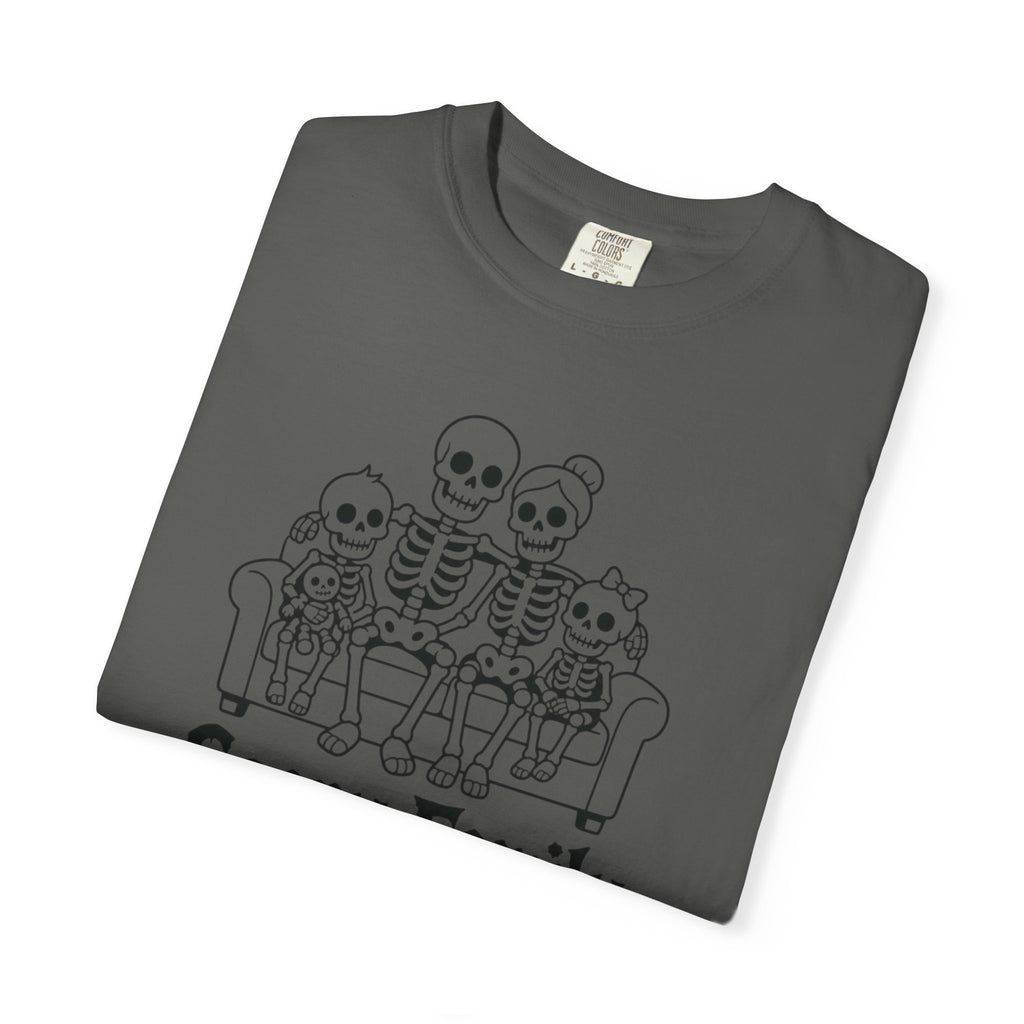 Scary Family Skeleton Tee — Halloween Orange Graphic T-Shirt