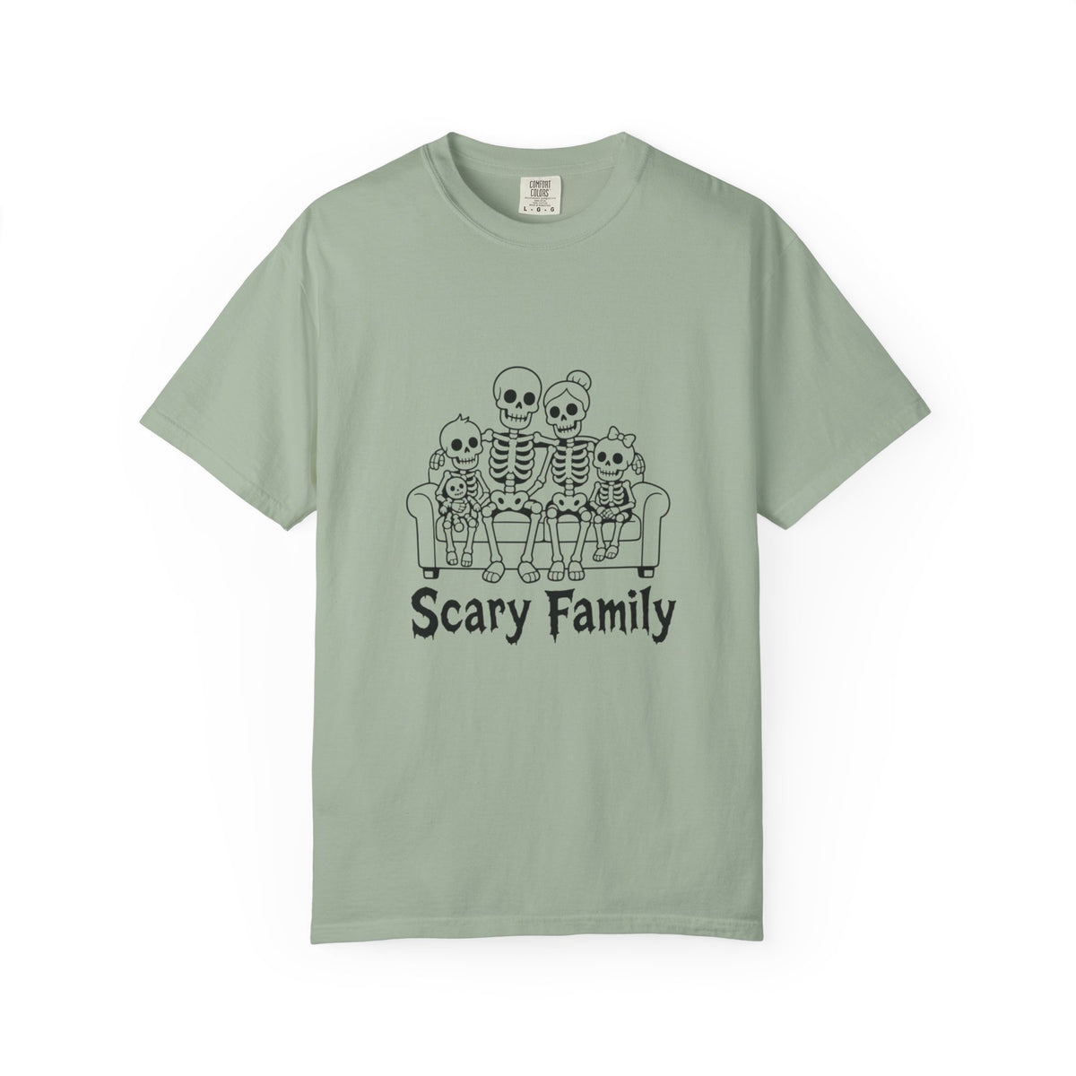 Scary Family Skeleton Tee — Halloween Orange Graphic T-Shirt