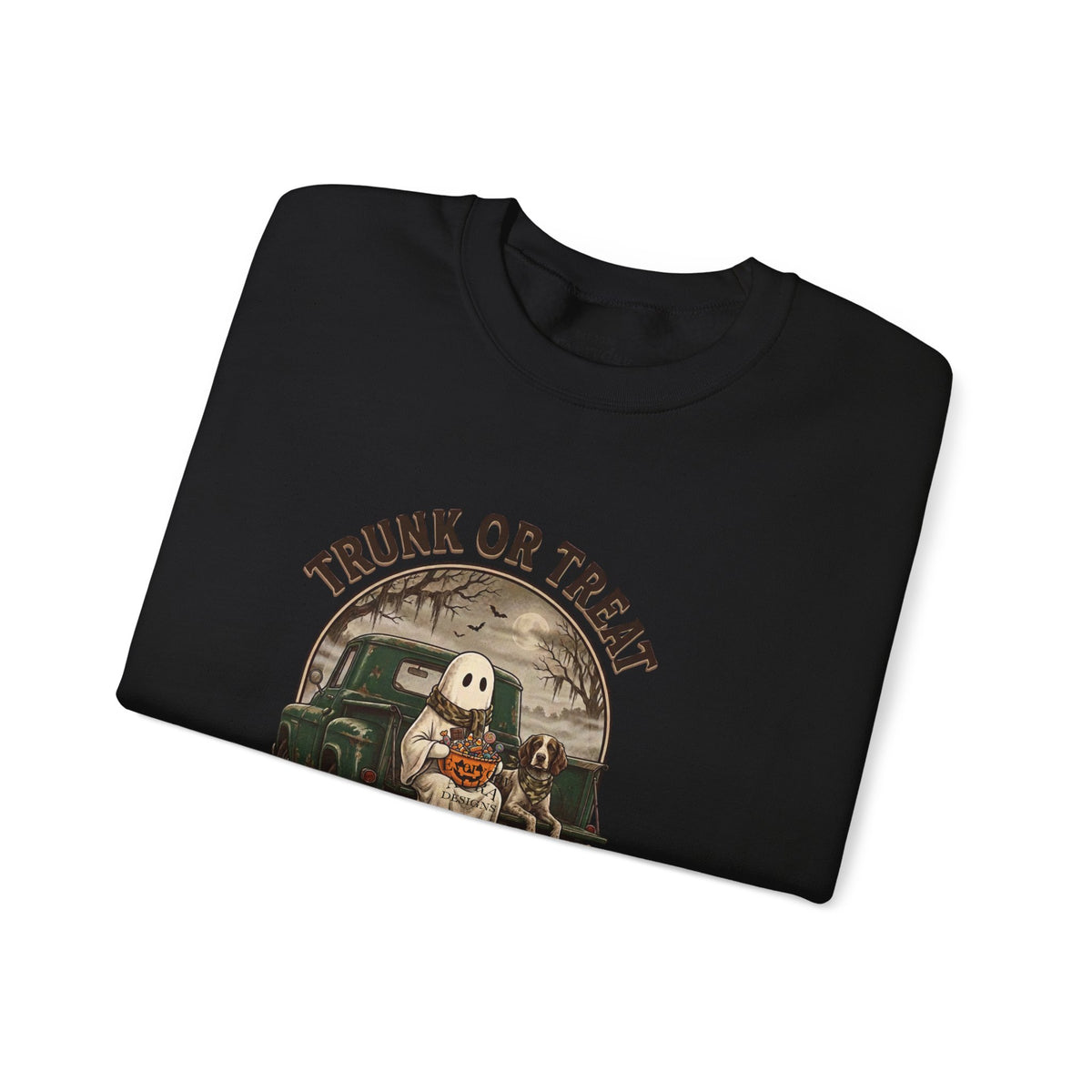 Halloween Trunk or Treat Crewneck Sweatshirt — Cute Ghost Pumpkin Graphic