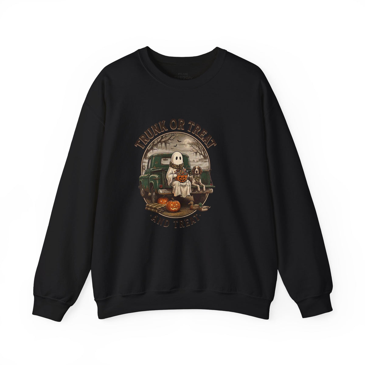 Halloween Trunk or Treat Crewneck Sweatshirt — Cute Ghost Pumpkin Graphic