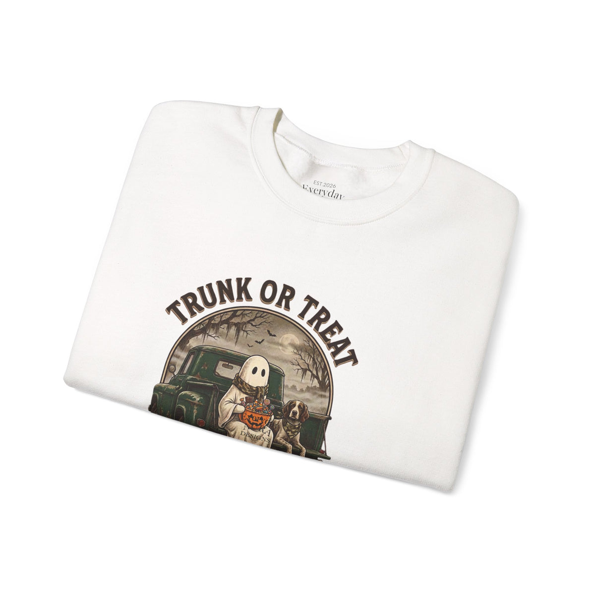 Halloween Trunk or Treat Crewneck Sweatshirt — Cute Ghost Pumpkin Graphic