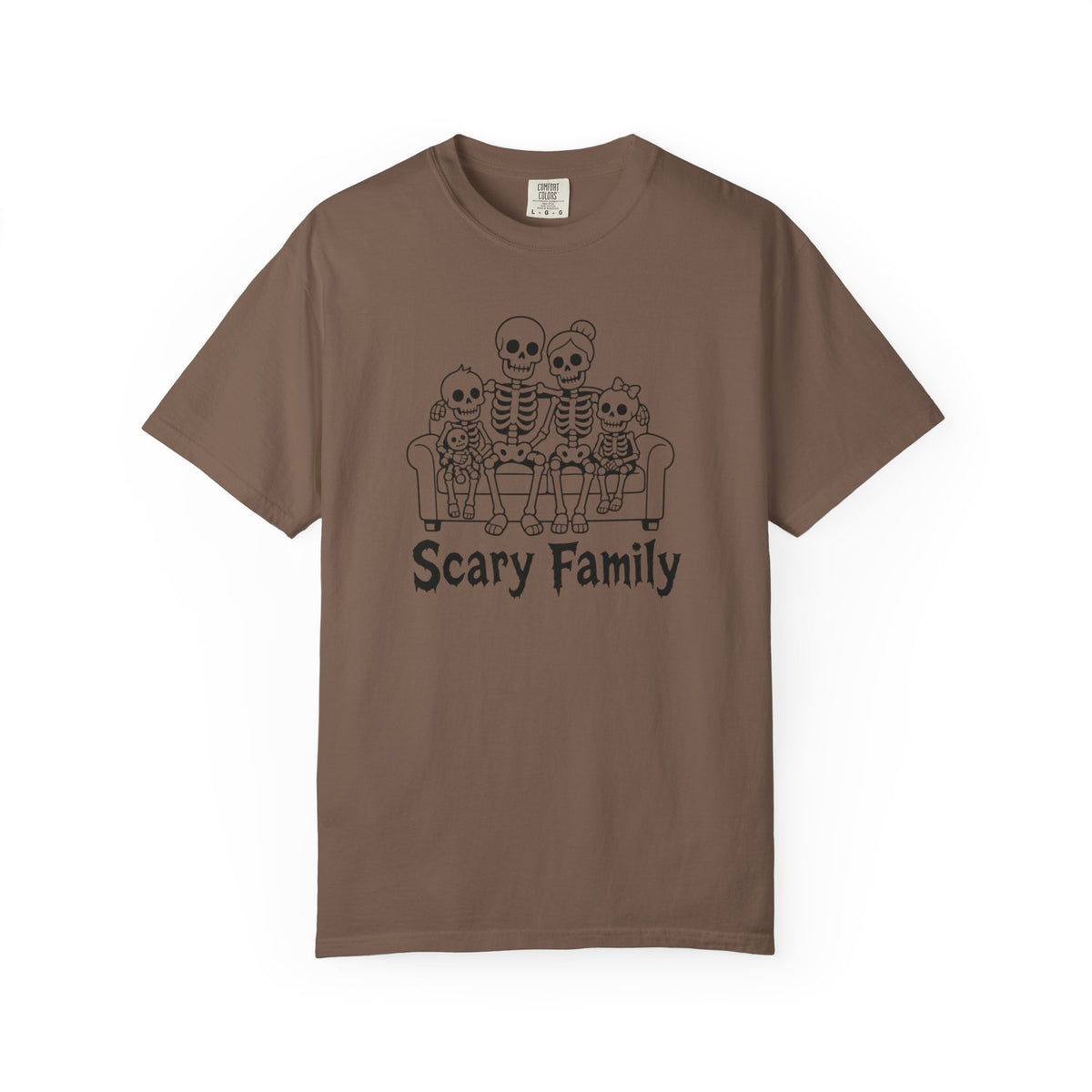 Scary Family Skeleton Tee — Halloween Orange Graphic T-Shirt