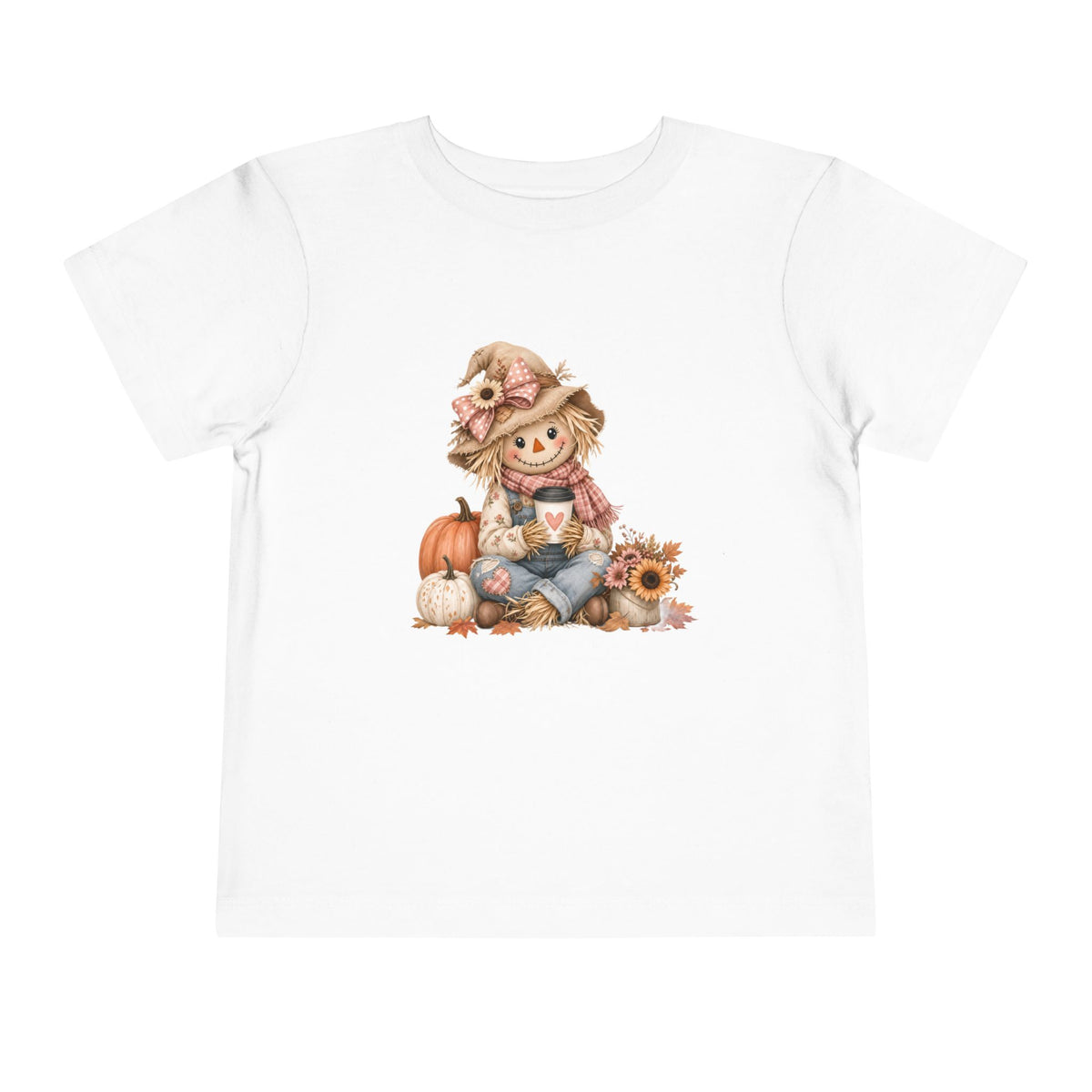 Toddler Tee — Autumn Scarecrow Pumpkin & Sunflower Fall Graphic