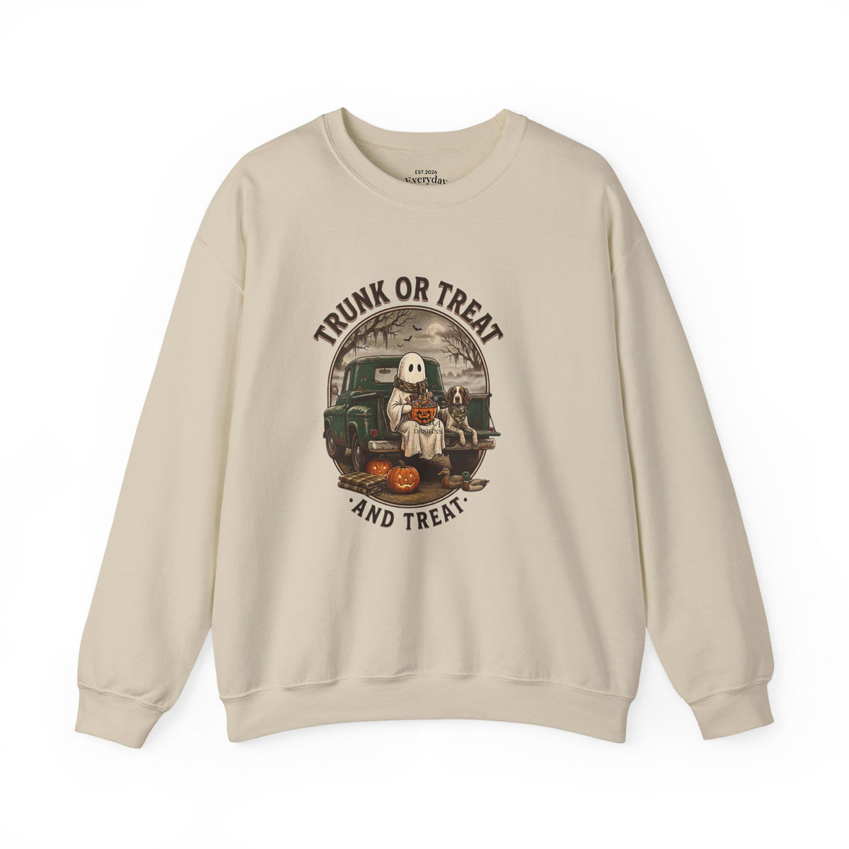 Halloween Trunk or Treat Crewneck Sweatshirt — Cute Ghost Pumpkin Graphic