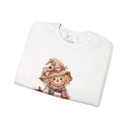 Fall Scarecrow Crewneck Sweatshirt — Cute Pumpkin & Sunflower Autumn Design