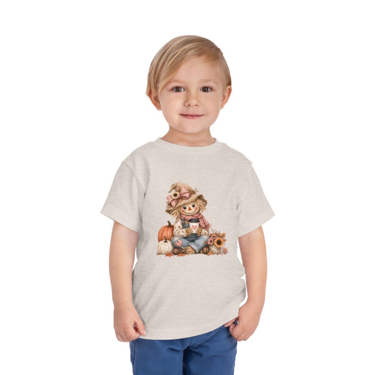 Toddler Tee — Autumn Scarecrow Pumpkin & Sunflower Fall Graphic