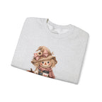 Fall Scarecrow Crewneck Sweatshirt — Cute Pumpkin & Sunflower Autumn Design