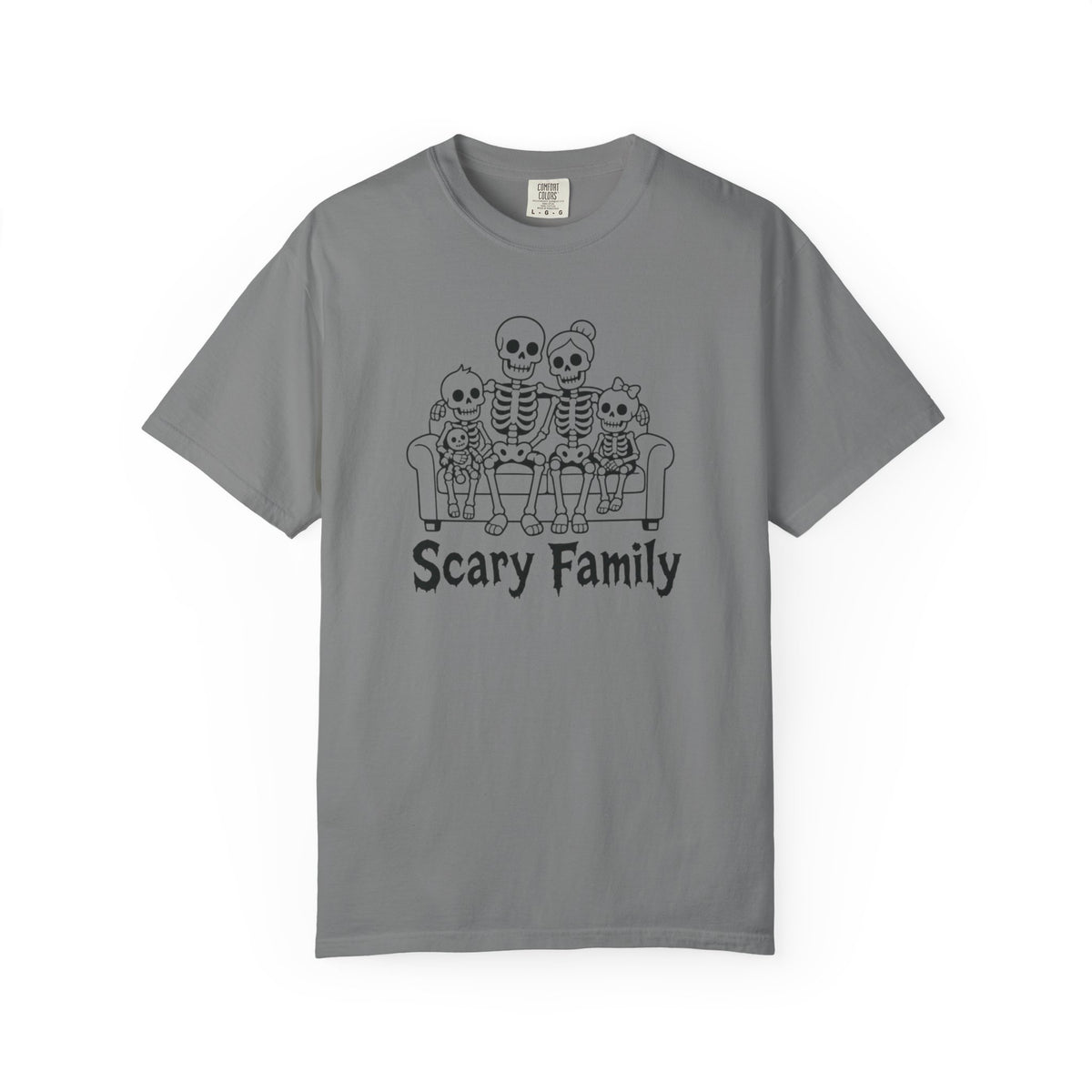 Scary Family Skeleton Tee — Halloween Orange Graphic T-Shirt