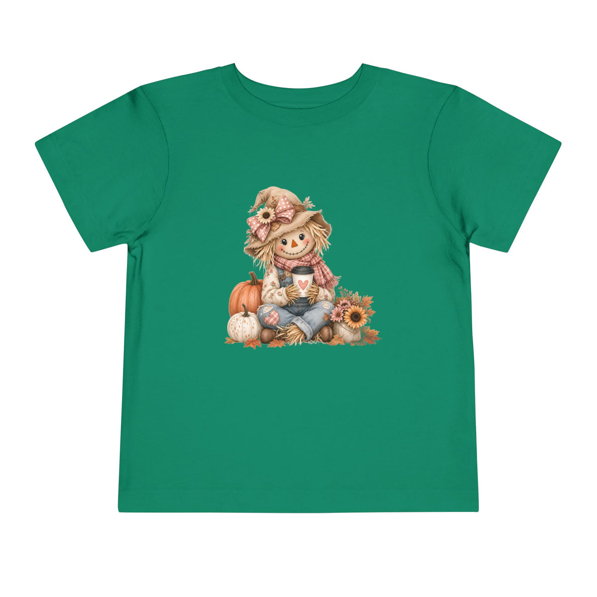 Toddler Tee — Autumn Scarecrow Pumpkin & Sunflower Fall Graphic
