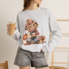 Fall Scarecrow Crewneck Sweatshirt — Cute Pumpkin & Sunflower Autumn Design