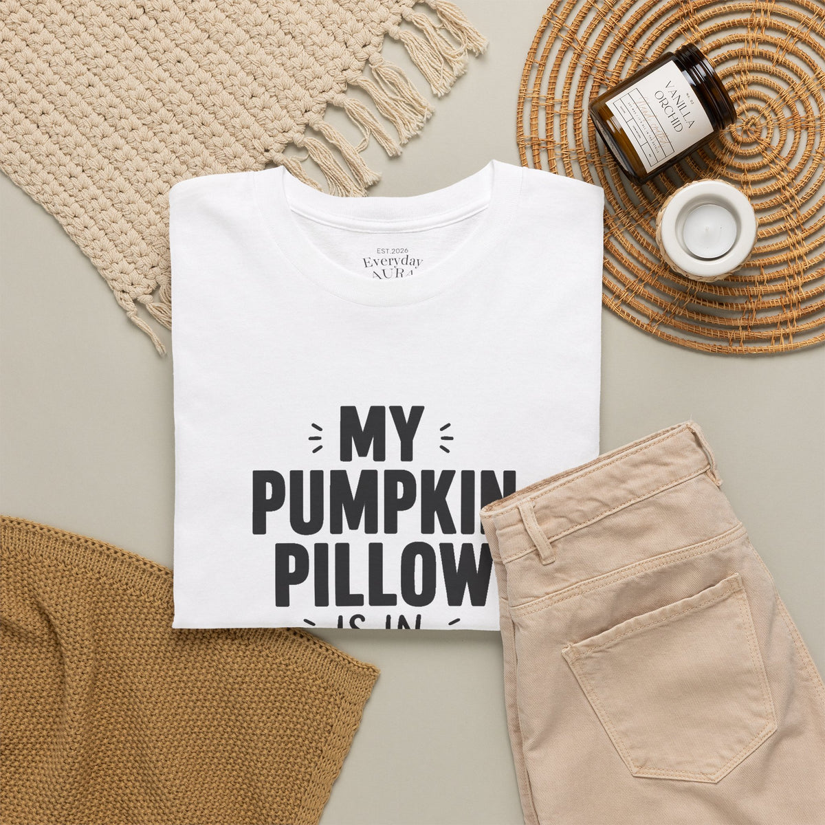 My Pumpkin Pillow Is In Charge T-Shirt — Cute Halloween Fall Graphic Tee
