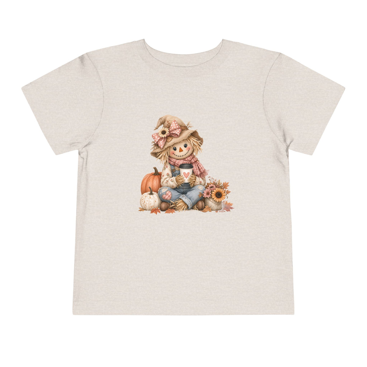 Toddler Tee — Autumn Scarecrow Pumpkin & Sunflower Fall Graphic
