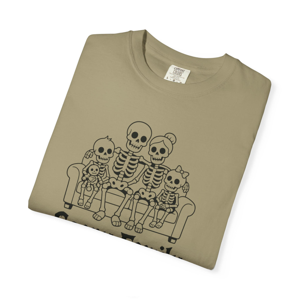 Scary Family Skeleton Tee — Halloween Orange Graphic T-Shirt