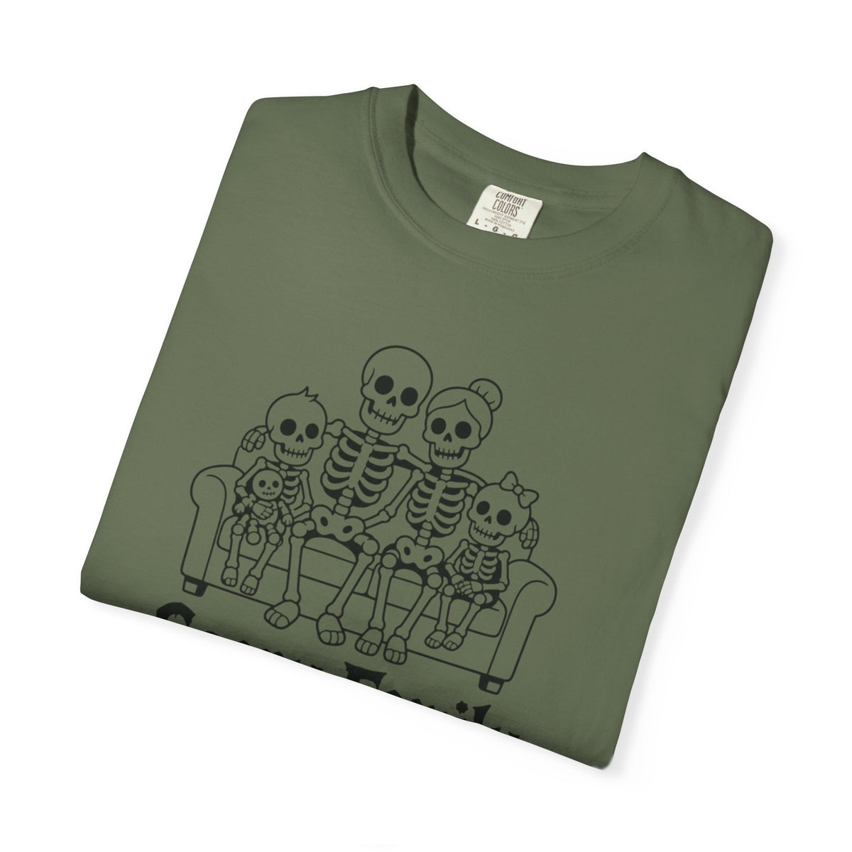 Scary Family Skeleton Tee — Halloween Orange Graphic T-Shirt