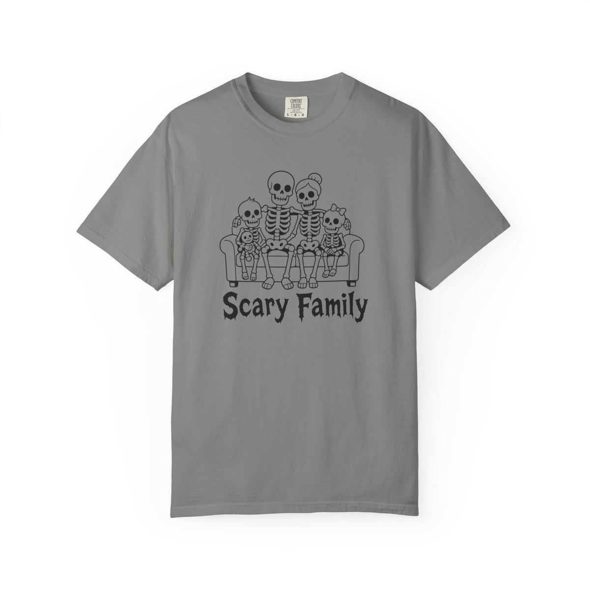 Scary Family Skeleton Tee — Halloween Orange Graphic T-Shirt