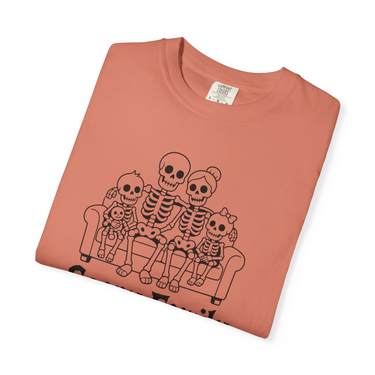 Scary Family Skeleton Tee — Halloween Orange Graphic T-Shirt