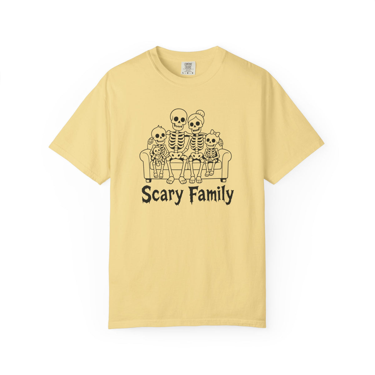 Scary Family Skeleton Tee — Halloween Orange Graphic T-Shirt