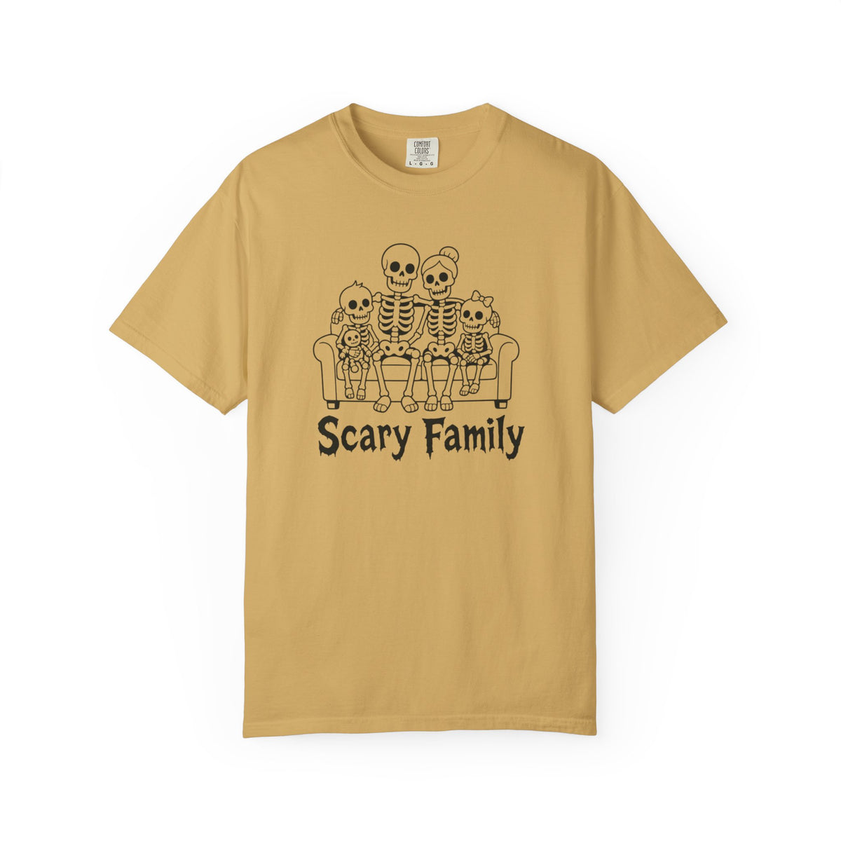 Scary Family Skeleton Tee — Halloween Orange Graphic T-Shirt
