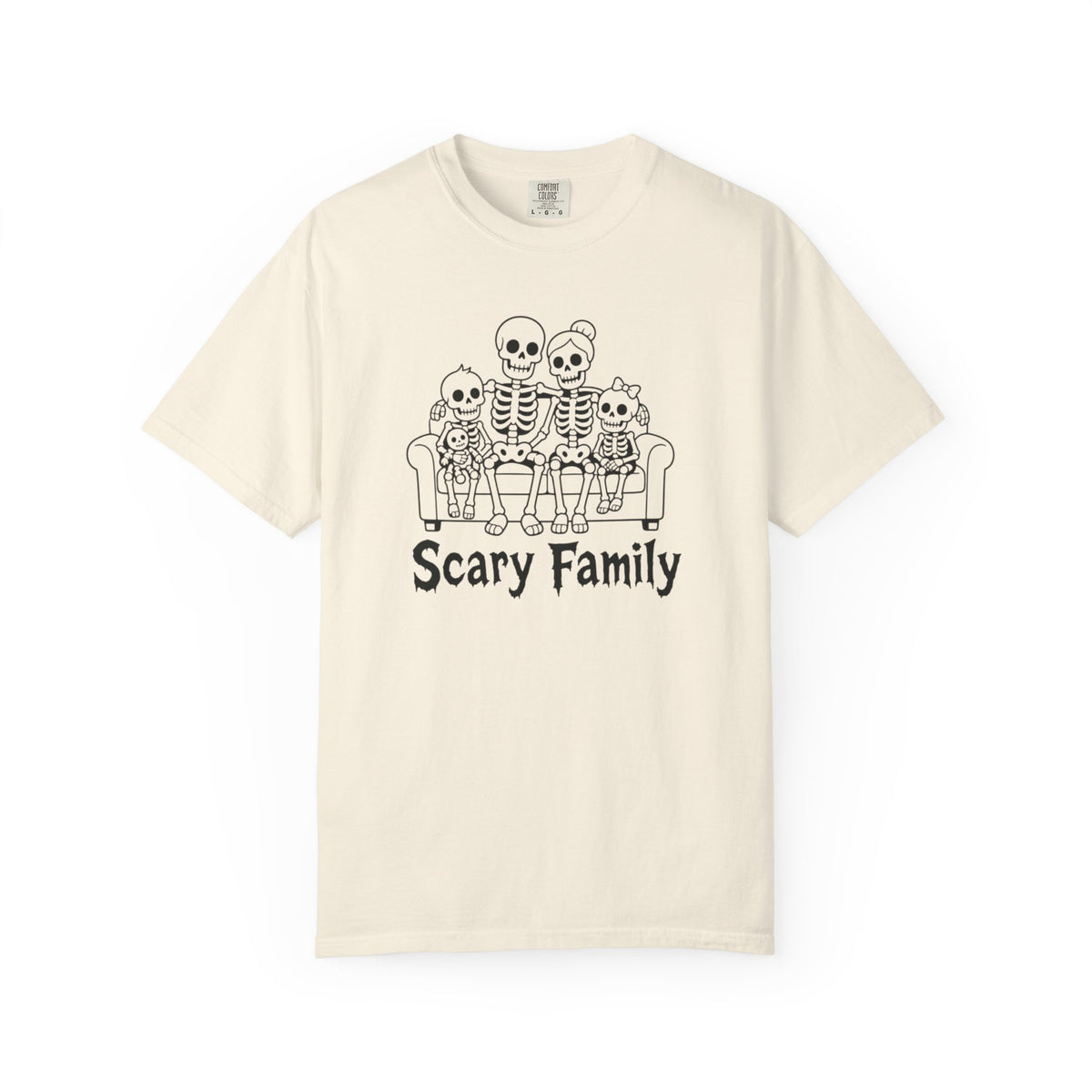 Scary Family Skeleton Tee — Halloween Orange Graphic T-Shirt
