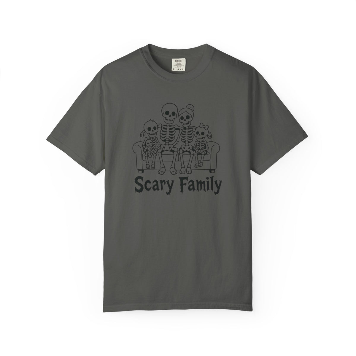 Scary Family Skeleton Tee — Halloween Orange Graphic T-Shirt