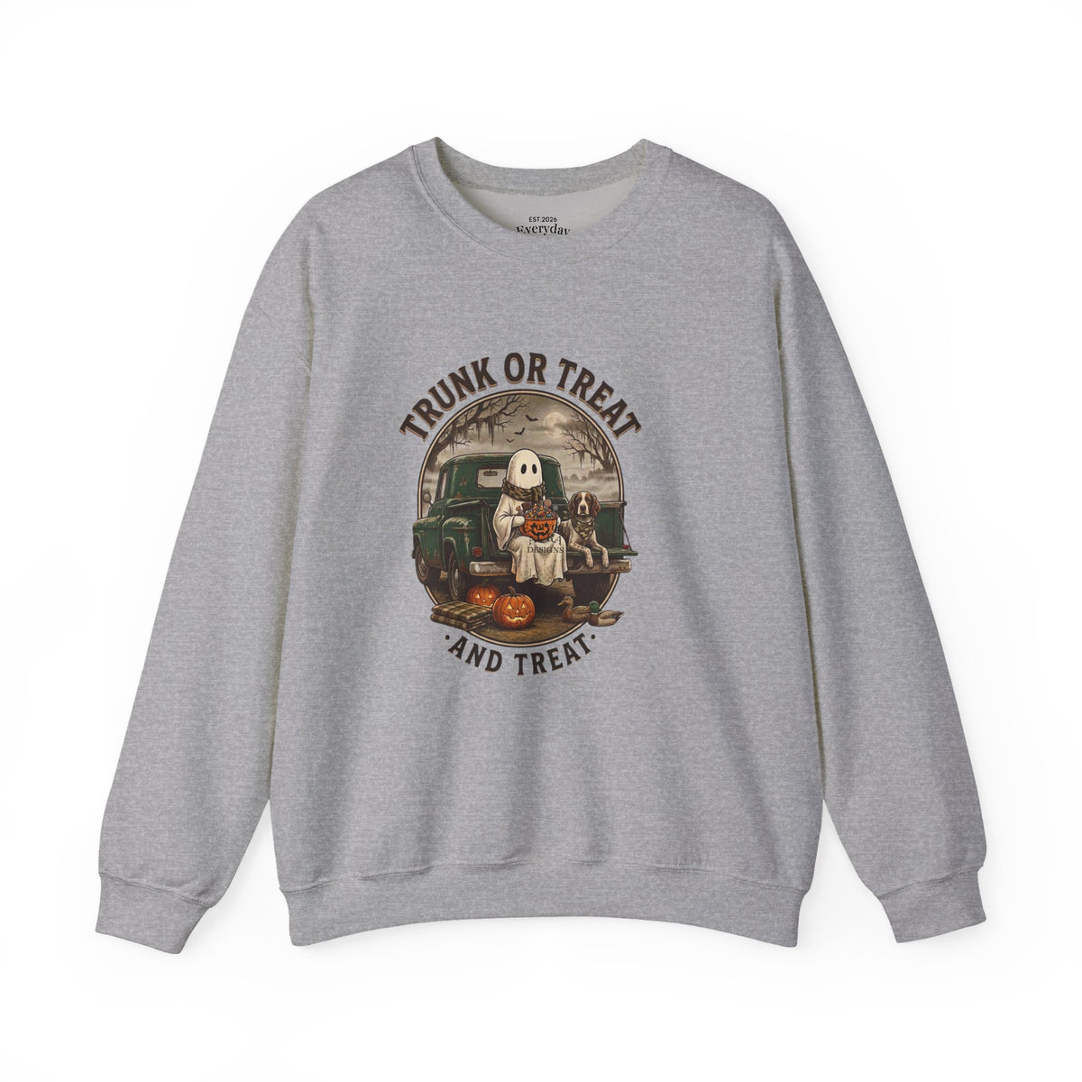 Halloween Trunk or Treat Crewneck Sweatshirt — Cute Ghost Pumpkin Graphic