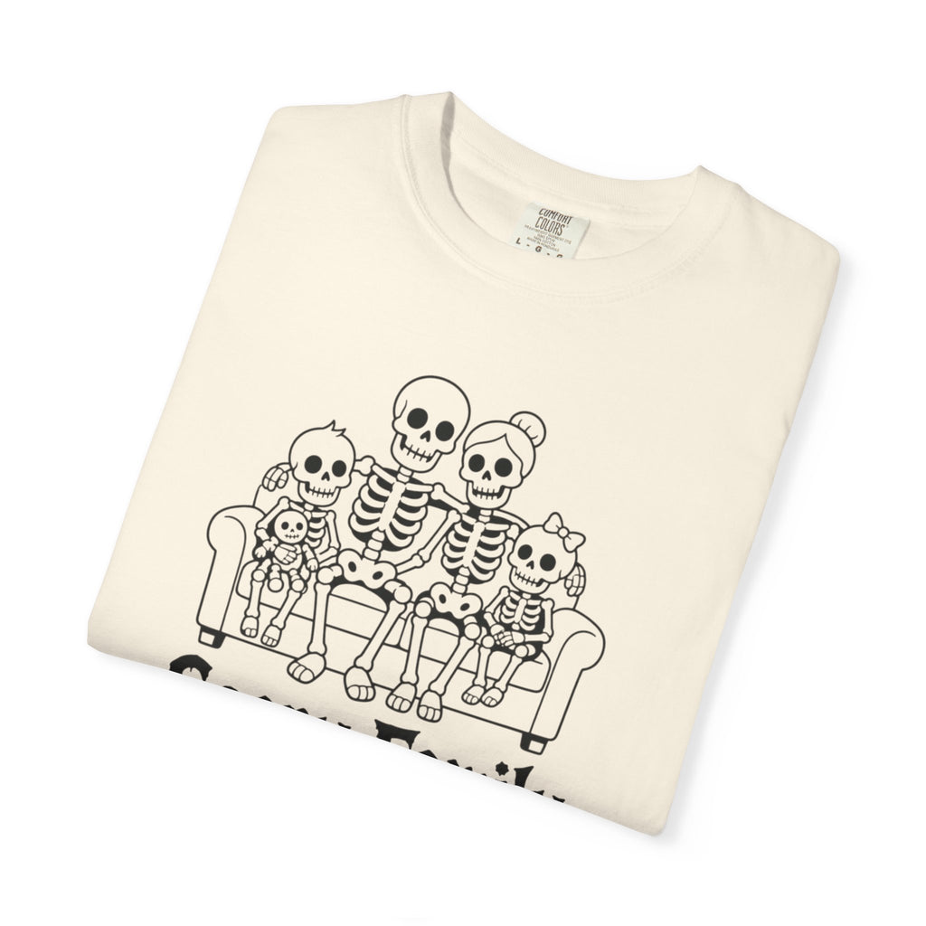 Scary Family Skeleton Tee — Halloween Orange Graphic T-Shirt