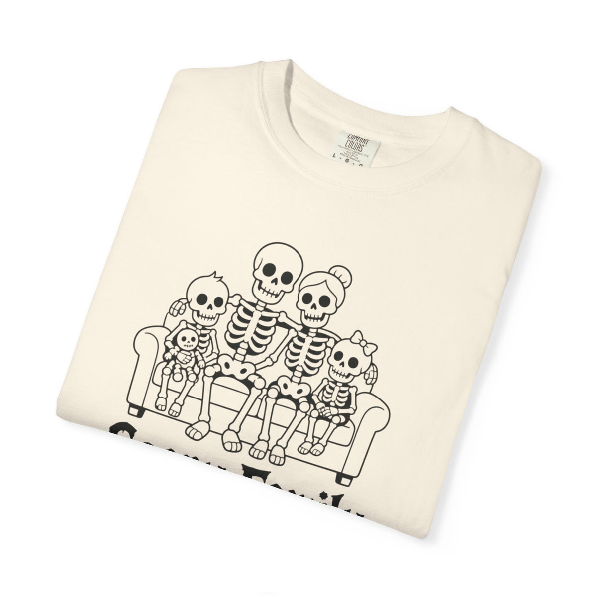 Scary Family Skeleton Tee — Halloween Orange Graphic T-Shirt