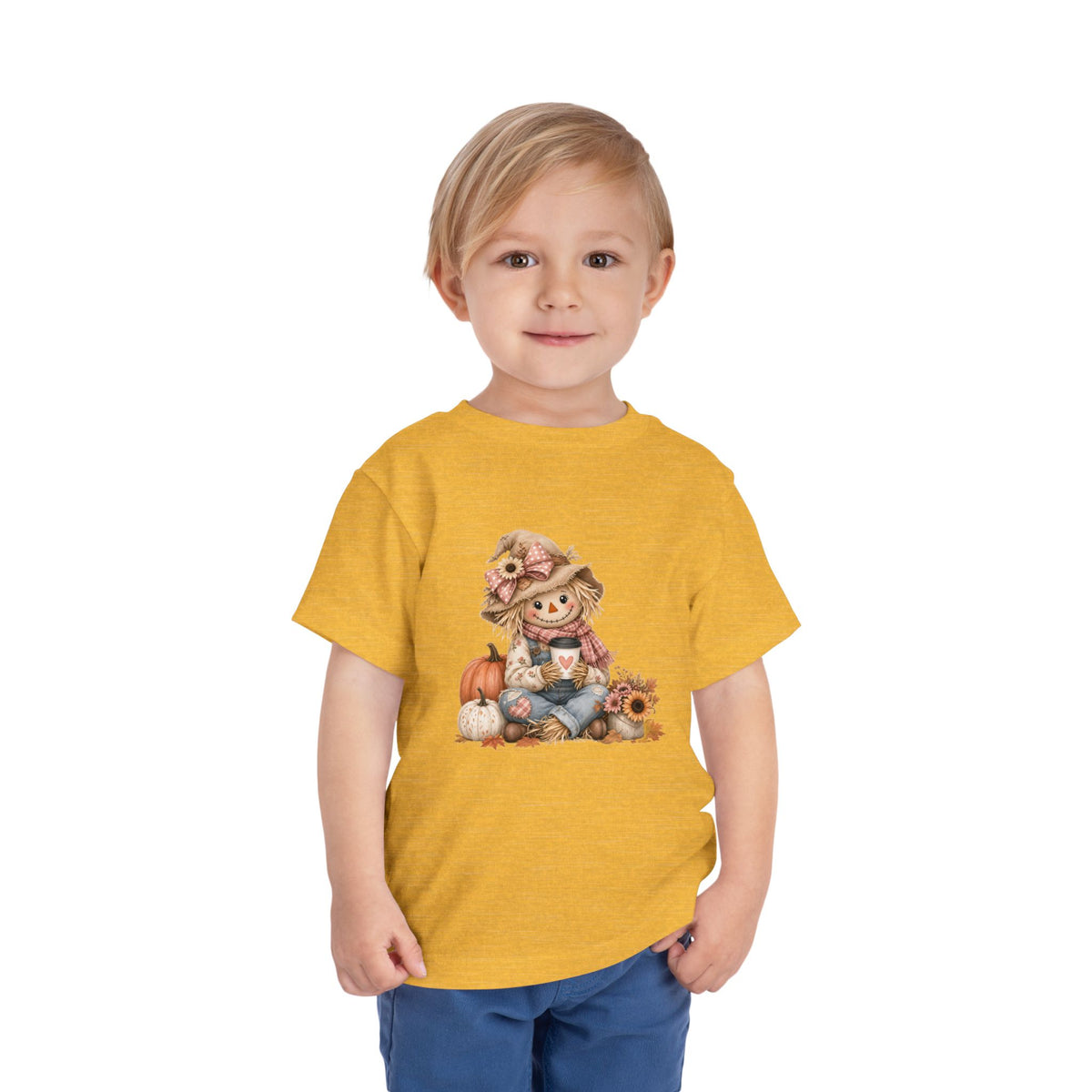 Toddler Tee — Autumn Scarecrow Pumpkin & Sunflower Fall Graphic