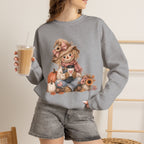 Fall Scarecrow Crewneck Sweatshirt — Cute Pumpkin & Sunflower Autumn Design