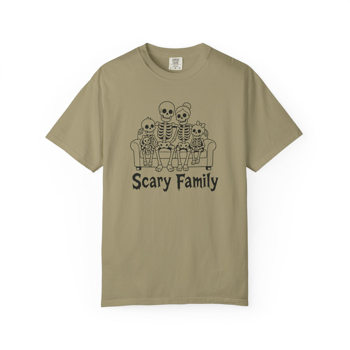 Scary Family Skeleton Tee — Halloween Orange Graphic T-Shirt