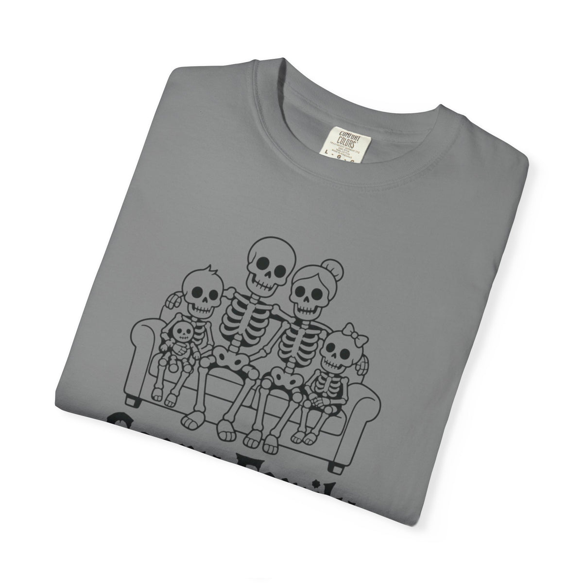Scary Family Skeleton Tee — Halloween Orange Graphic T-Shirt