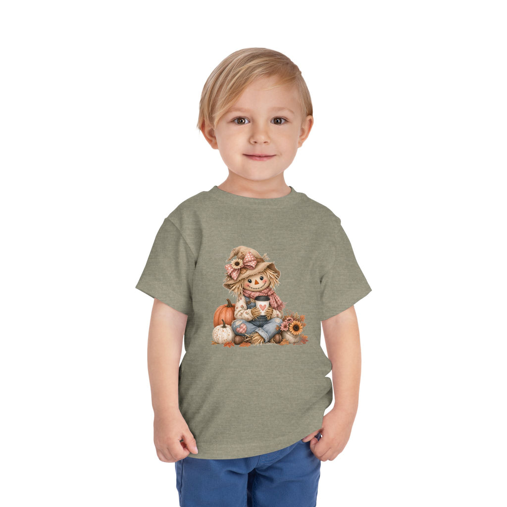 Toddler Tee — Autumn Scarecrow Pumpkin & Sunflower Fall Graphic