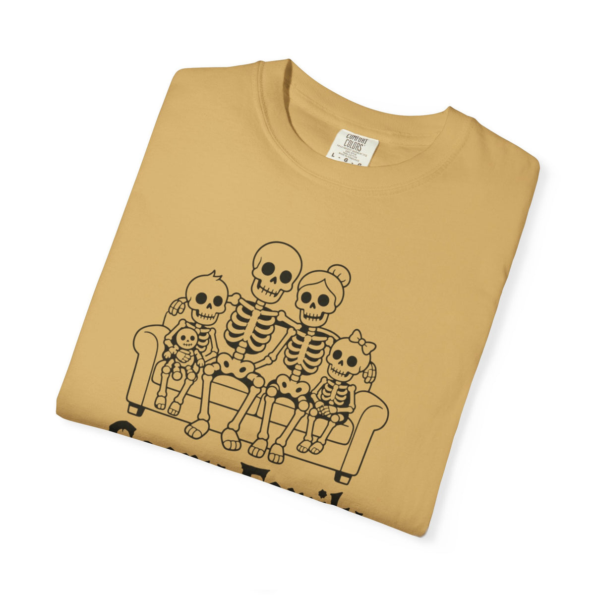 Scary Family Skeleton Tee — Halloween Orange Graphic T-Shirt
