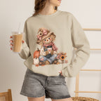 Fall Scarecrow Crewneck Sweatshirt — Cute Pumpkin & Sunflower Autumn Design