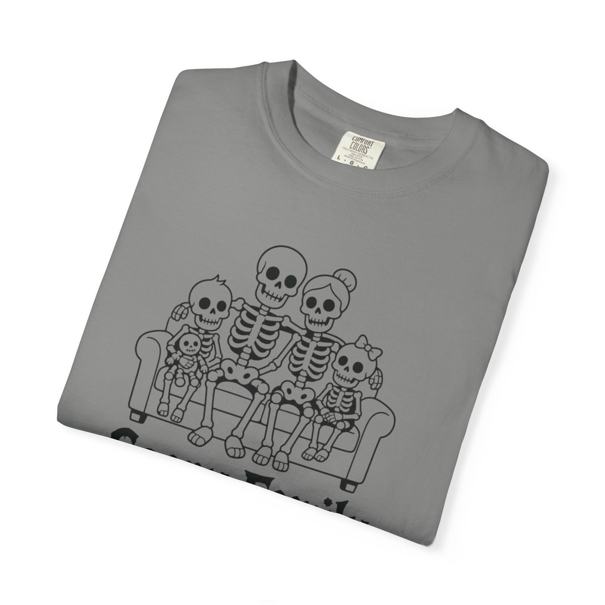 Scary Family Skeleton Tee — Halloween Orange Graphic T-Shirt