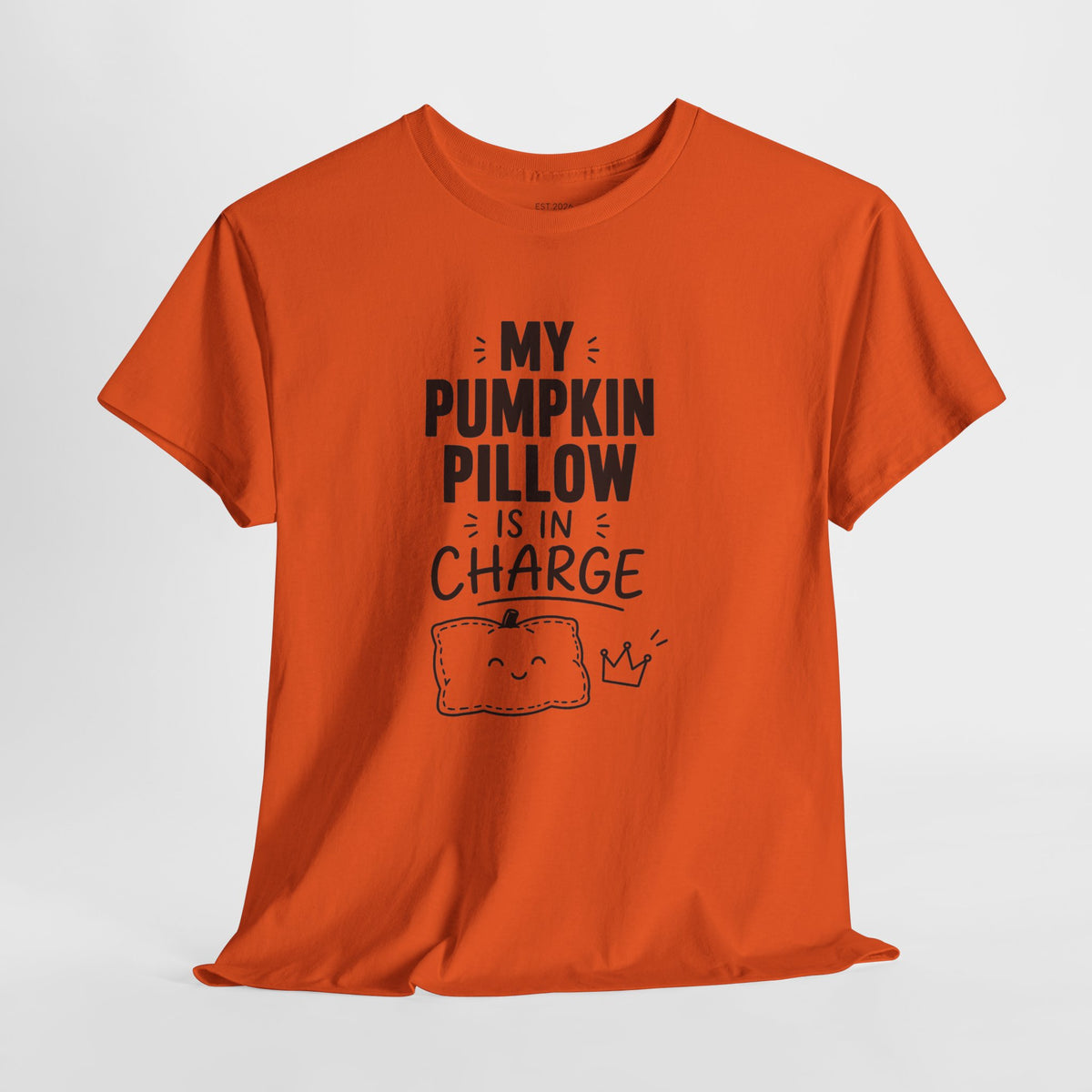 My Pumpkin Pillow Is In Charge T-Shirt — Cute Halloween Fall Graphic Tee