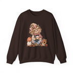 Fall Scarecrow Crewneck Sweatshirt — Cute Pumpkin & Sunflower Autumn Design