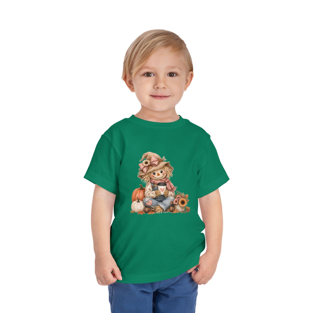 Toddler Tee — Autumn Scarecrow Pumpkin & Sunflower Fall Graphic