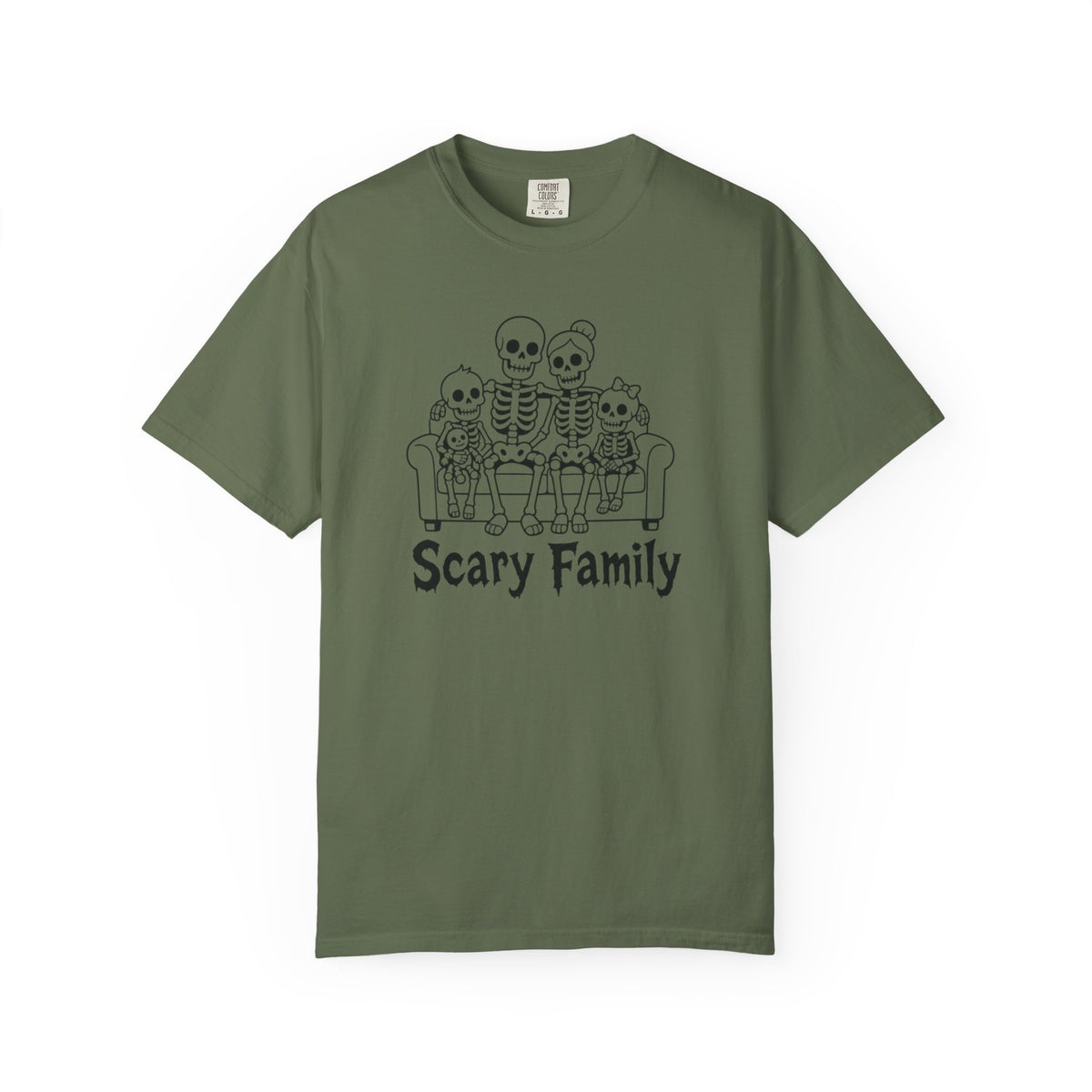 Scary Family Skeleton Tee — Halloween Orange Graphic T-Shirt