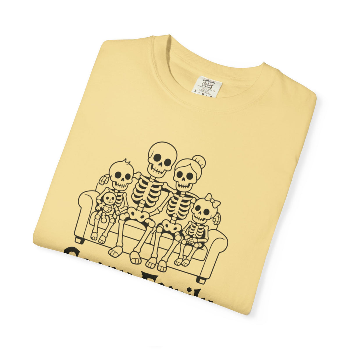 Scary Family Skeleton Tee — Halloween Orange Graphic T-Shirt